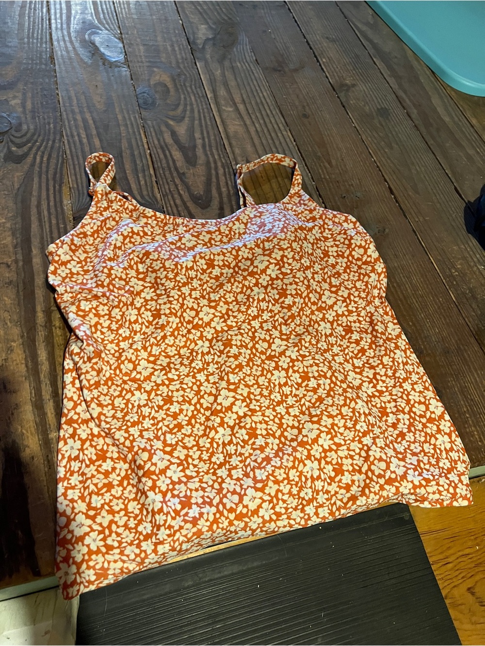 Maurices Orange and White Floral Bikini Top